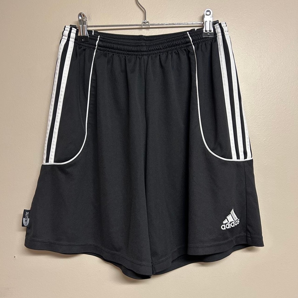 Adidas Mens Black White Striped Baggy Athletic Shorts Y2K Climalite ZB001 L